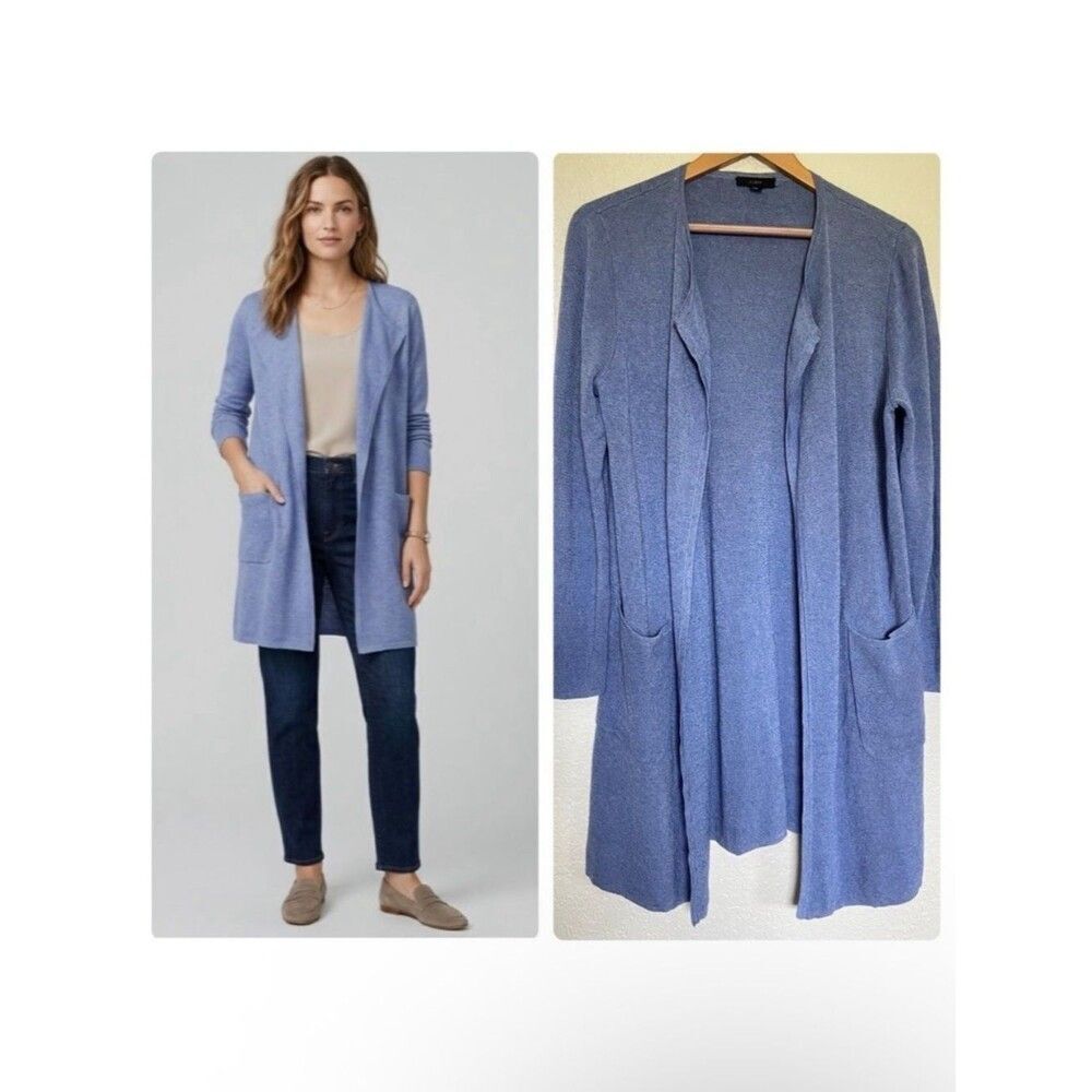 J.Crew Juliette in Periwinkle Linen Open Knit Collarless Sweater Blazer